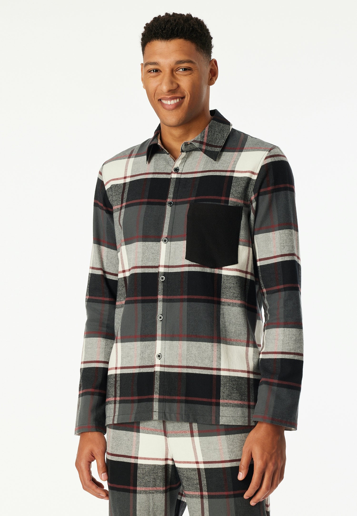 Nachthemd kariert aus Baumwolle - 904-multicolor 1 - Schwarz