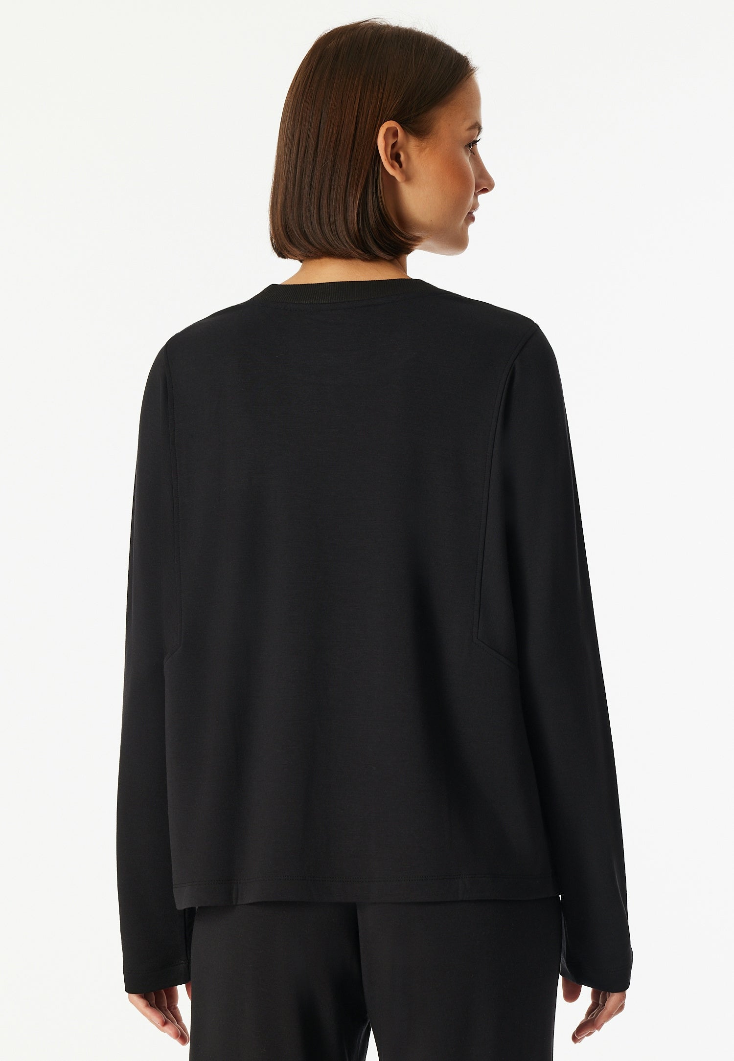 Langarmshirt aus Viskosemix - 000-schwarz - Schwarz