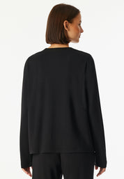 Langarmshirt aus Viskosemix - 000-schwarz - Schwarz