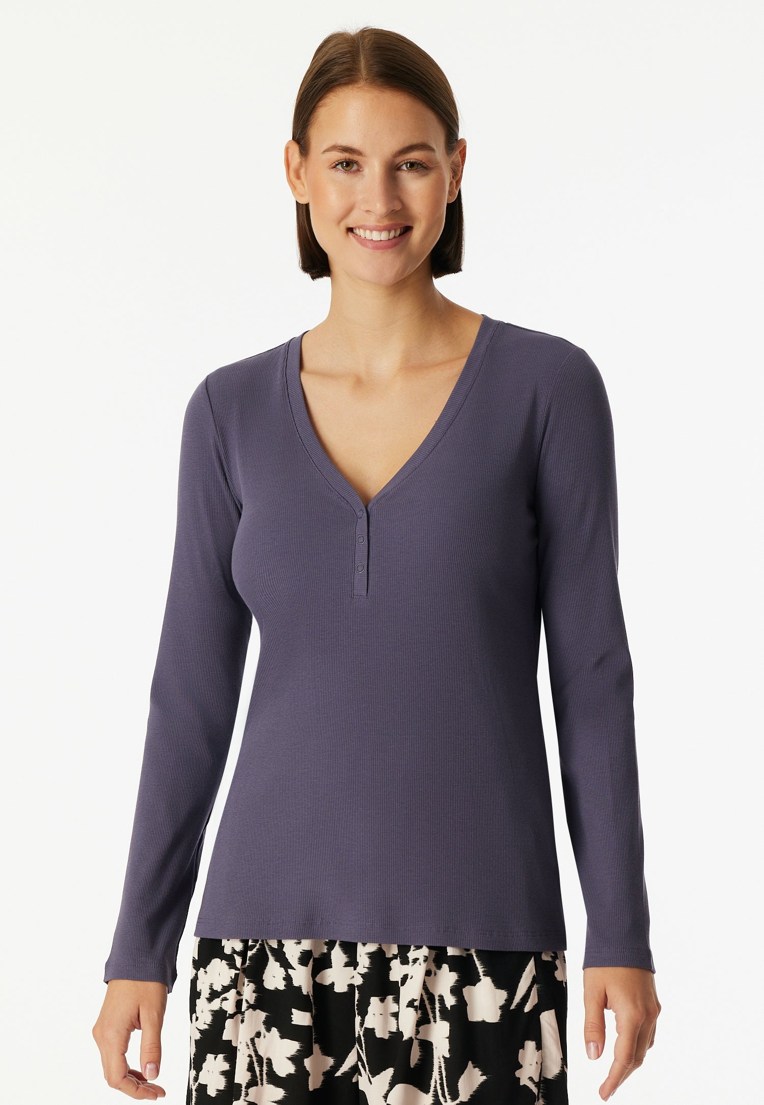 Schlafshirt aus Baumwollmix - 824-indigo - Blau