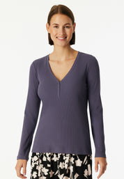 Schlafshirt aus Baumwollmix - 824-indigo - Blau
