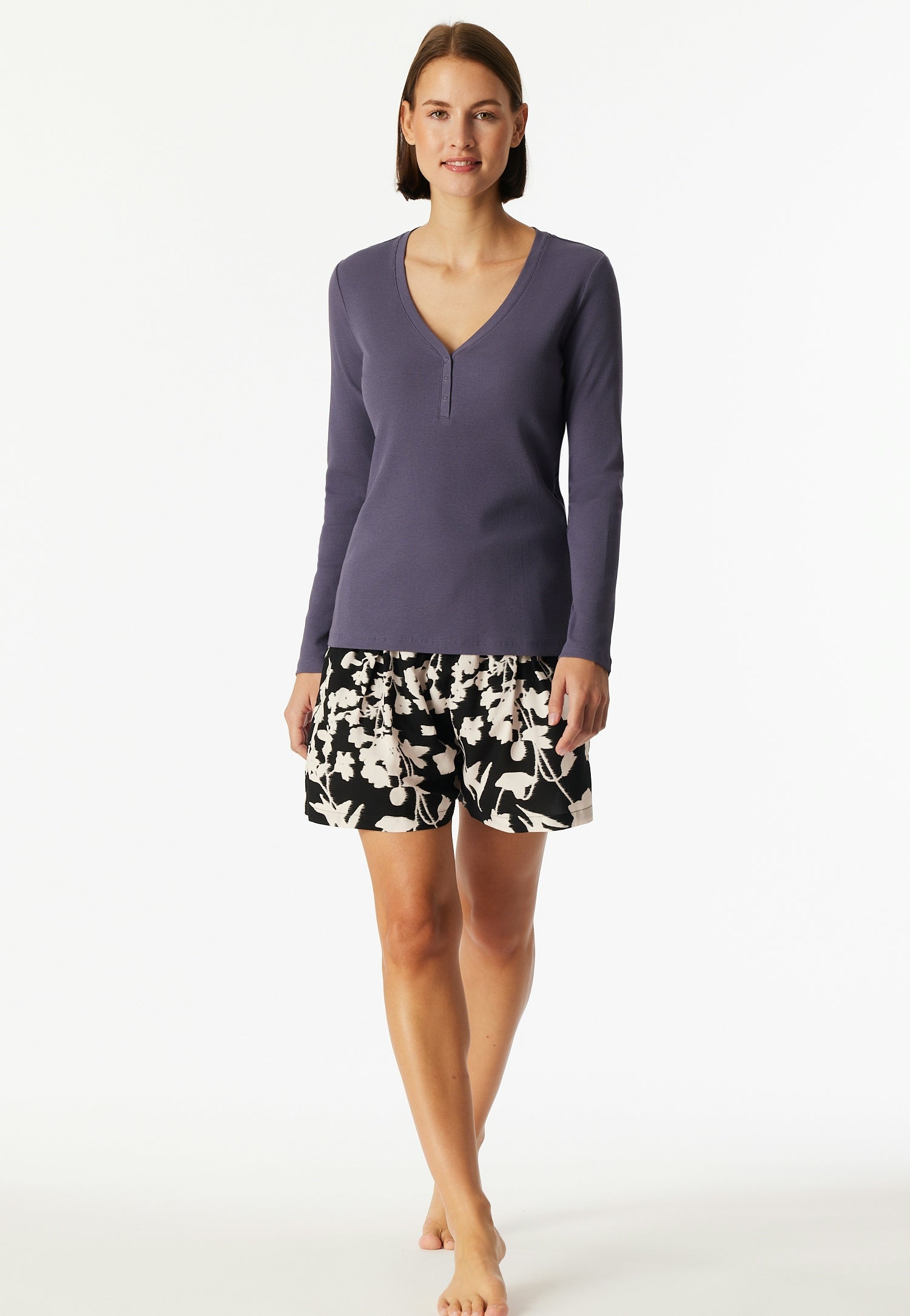 Schlafshirt aus Baumwollmix - 824-indigo - Blau