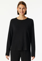 Langarmshirt aus Viskosemix - 000-schwarz - Schwarz
