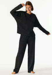 Langarmshirt aus Viskosemix - 000-schwarz - Schwarz