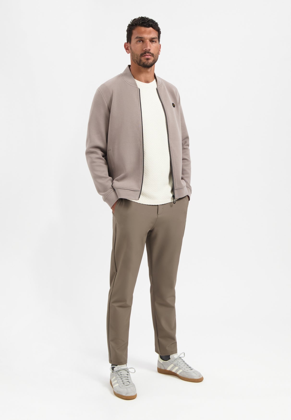 Sweatshirtjacke - 018-Clay - Beige