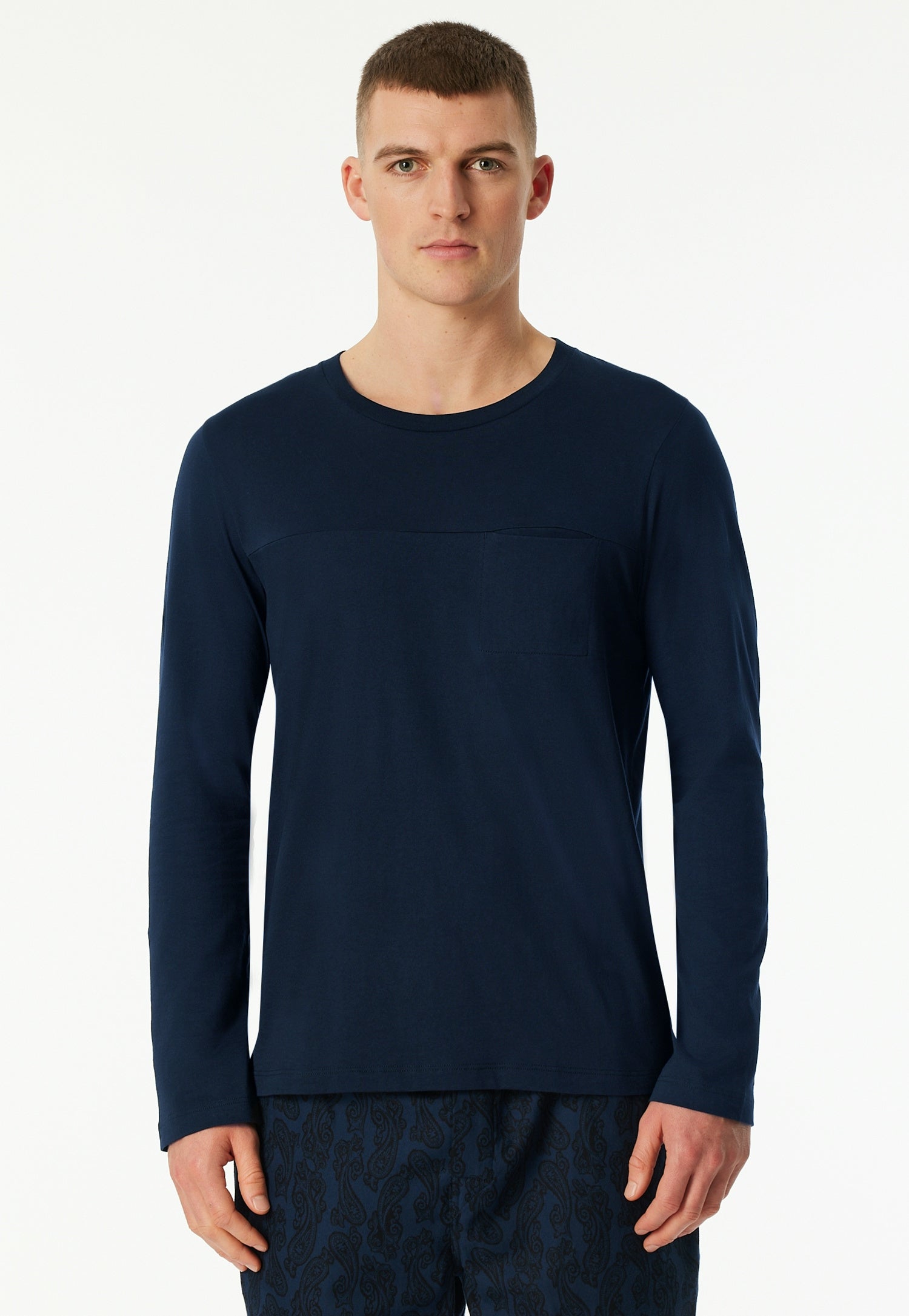Langarmshirt aus Baumwolle - 803-dunkelblau - Blau