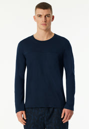 Langarmshirt aus Baumwolle - 803-dunkelblau - Blau