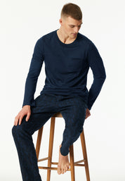 Langarmshirt aus Baumwolle - 803-dunkelblau - Blau