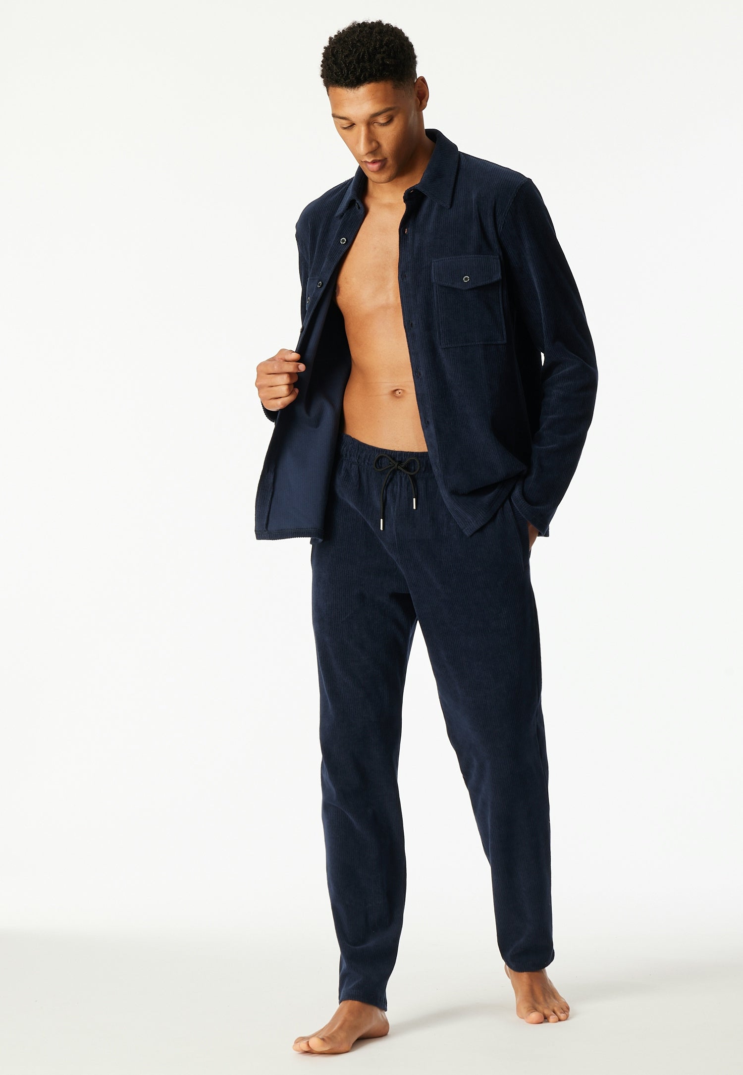 Pyjamahose lang - 804-nachtblau - Blau