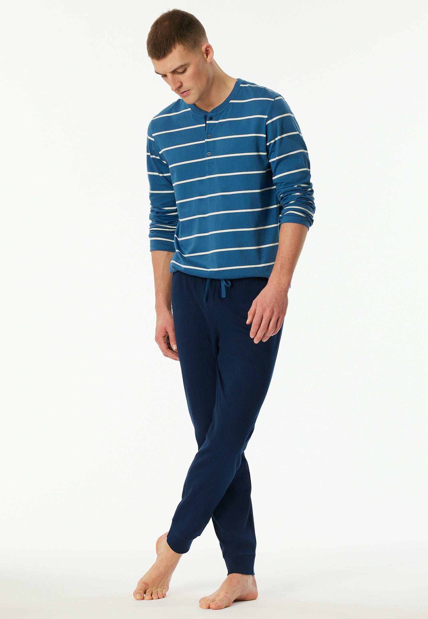 Schlafanzug lang - 803-dunkelblau - Blau