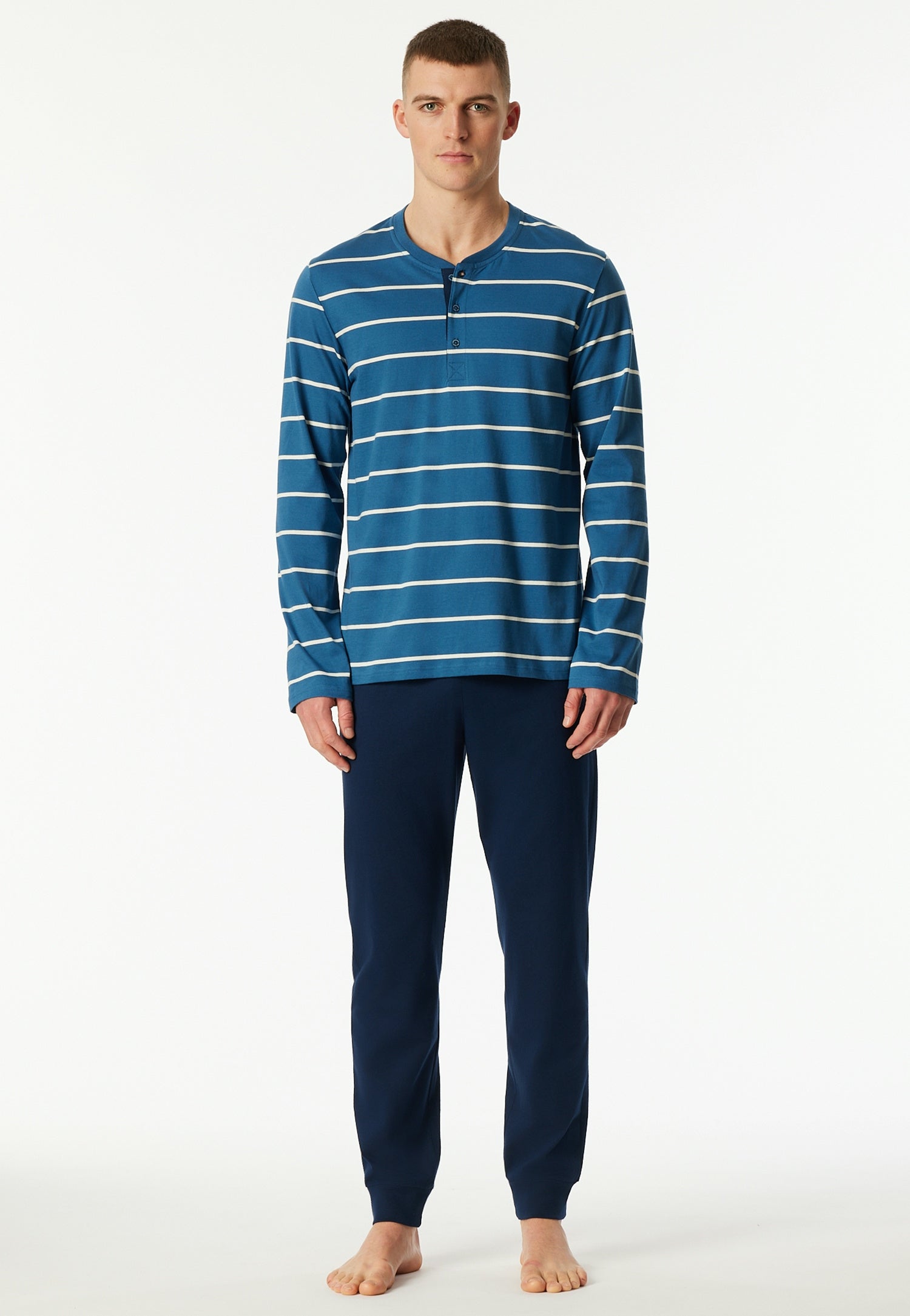 Schlafanzug lang - 803-dunkelblau - Blau