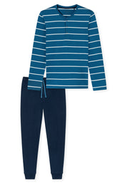 Schlafanzug lang - 803-dunkelblau - Blau