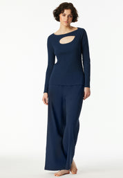 Langarmshirt mit Cut-Out - 801-admiral - Blau