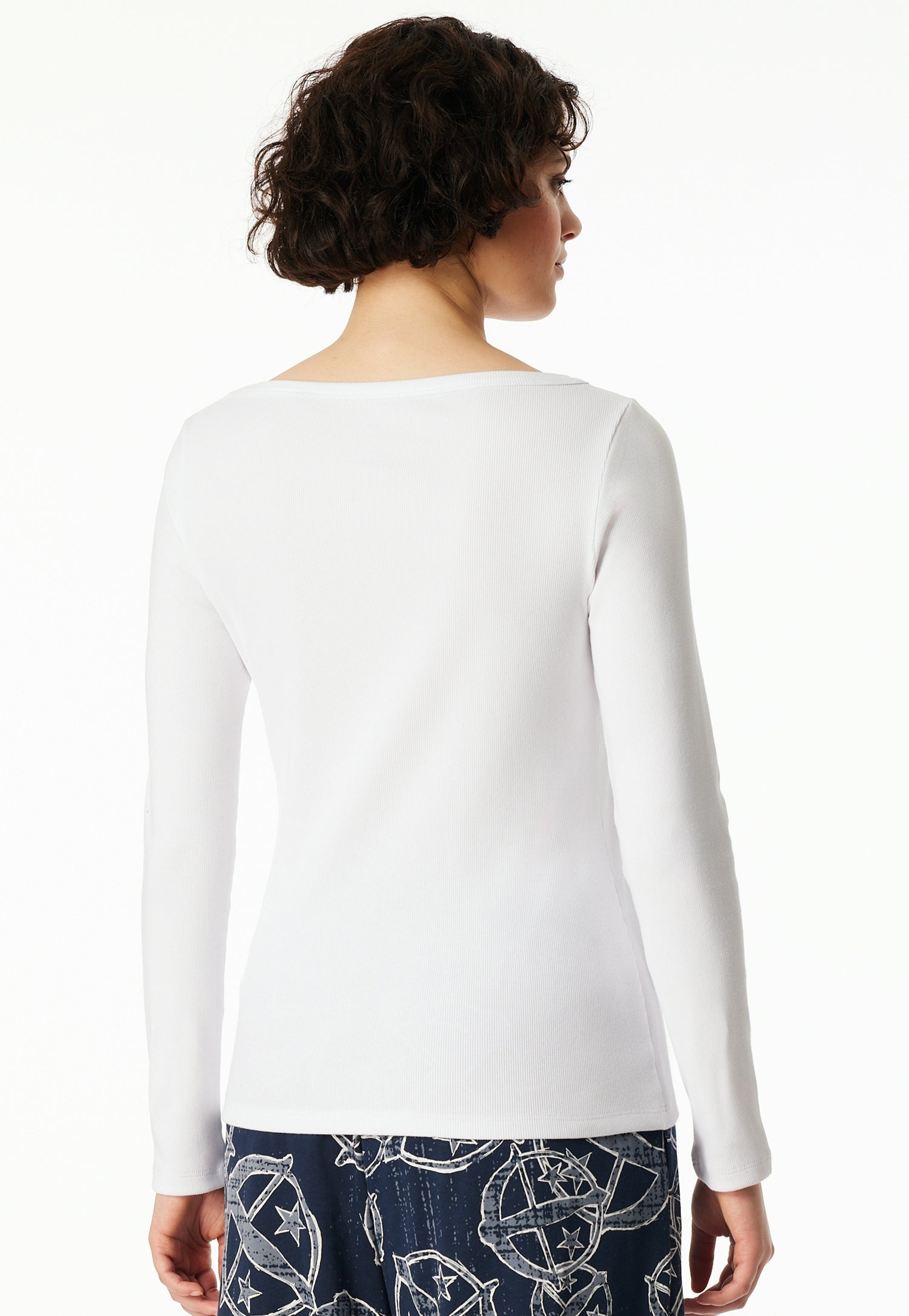 Langarmshirt - 100-weiss - Weiß