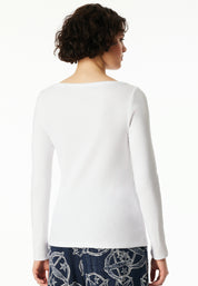 Langarmshirt - 100-weiss - Weiß