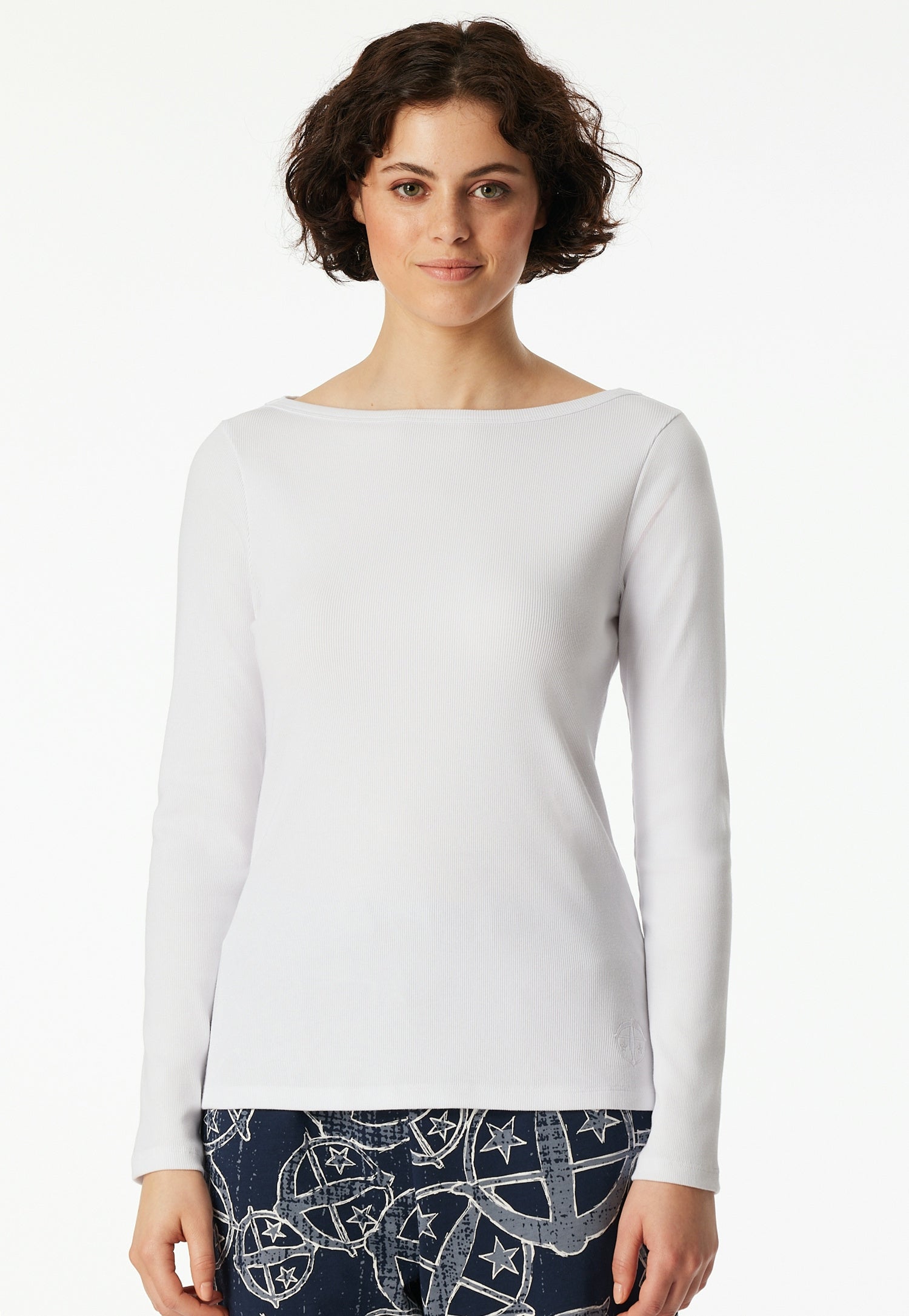 Langarmshirt - 100-weiss - Weiß