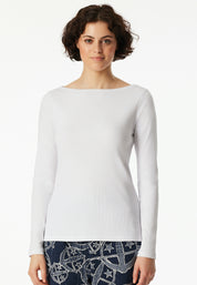 Langarmshirt - 100-weiss - Weiß