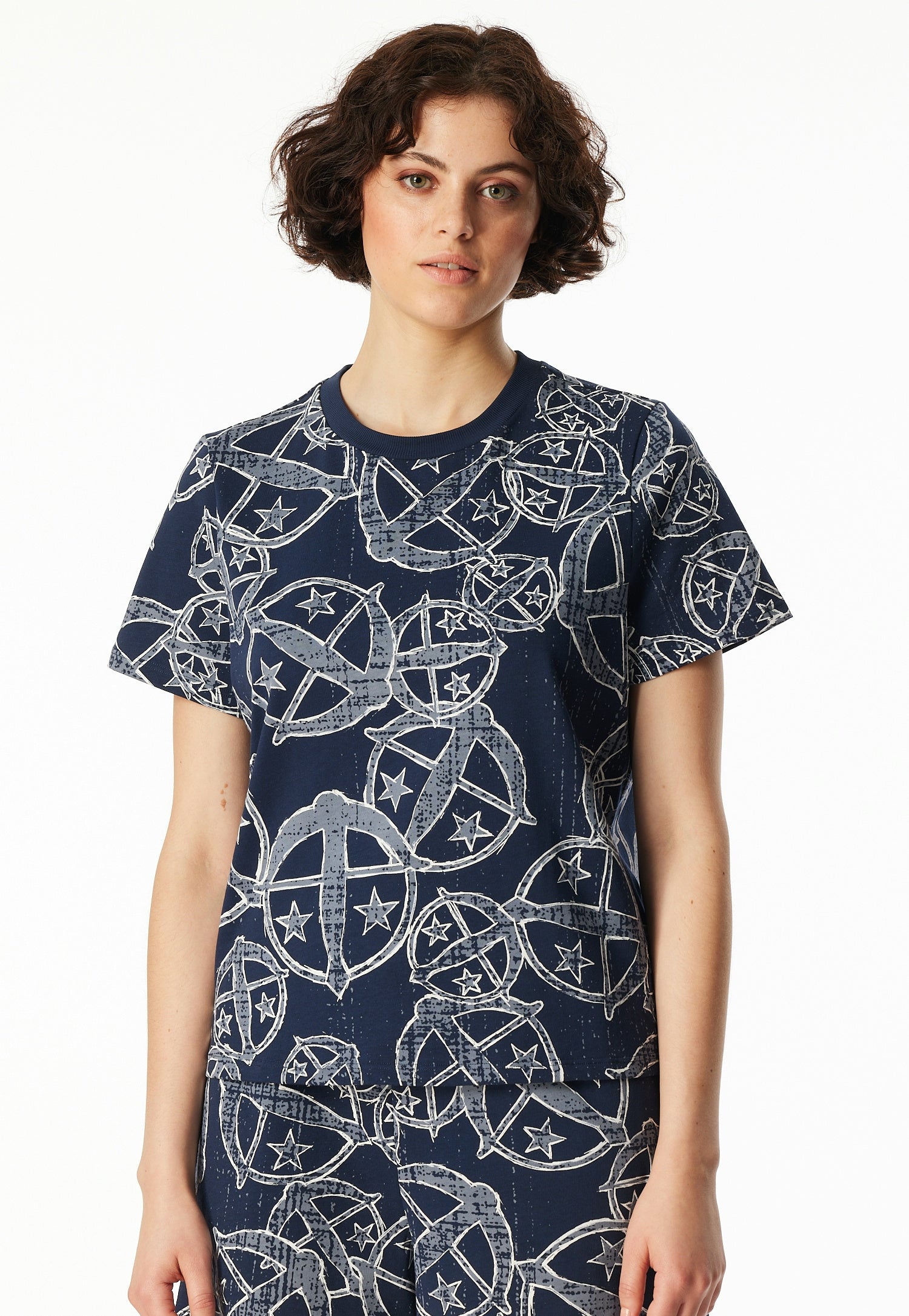 Schlafshirt aus Baumwolle - 913-multicolor 2 - Blau