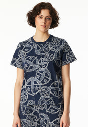 Schlafshirt aus Baumwolle - 913-multicolor 2 - Blau