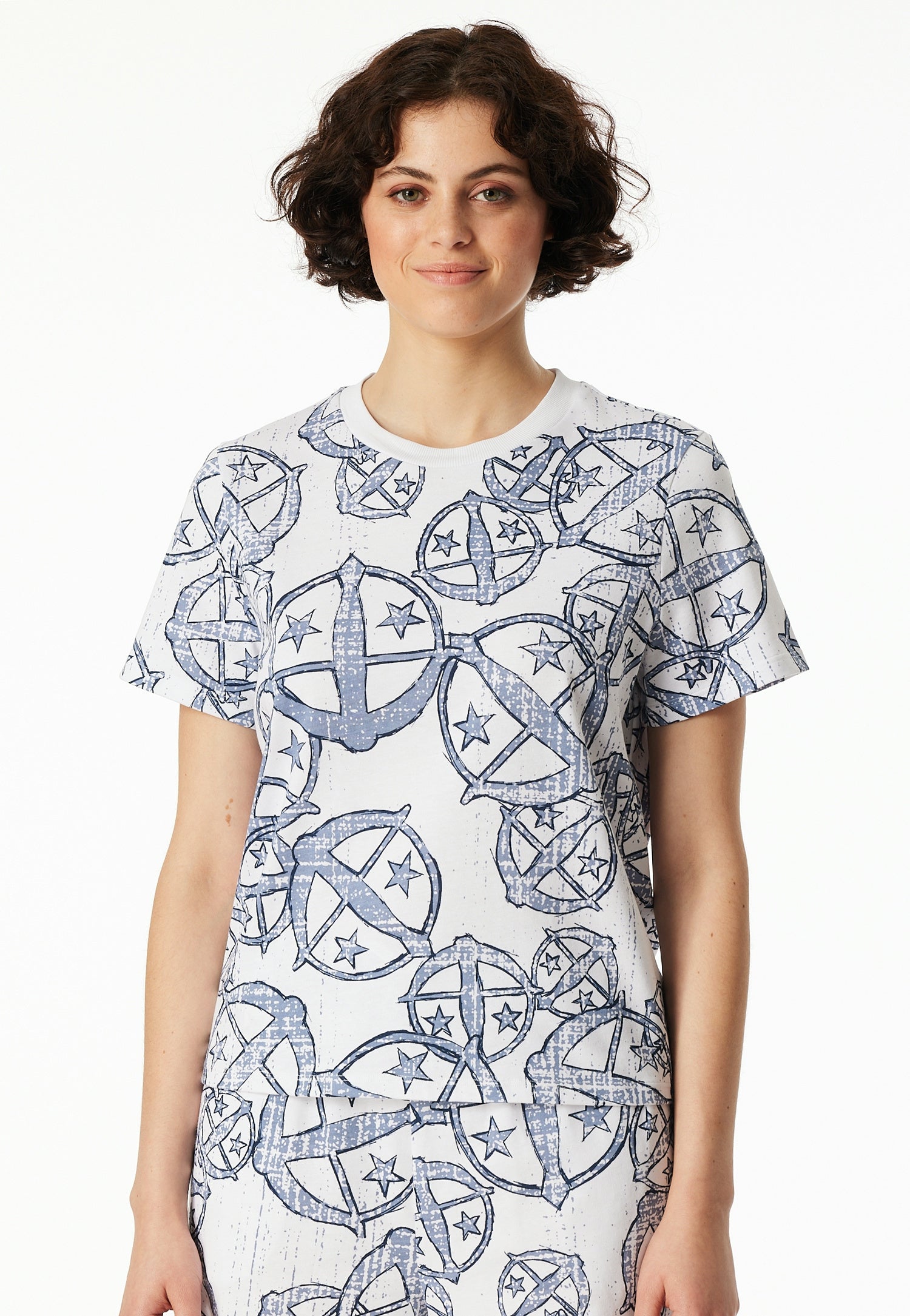 Schlafshirt aus Baumwolle - 904-multicolor 1 - Weiß