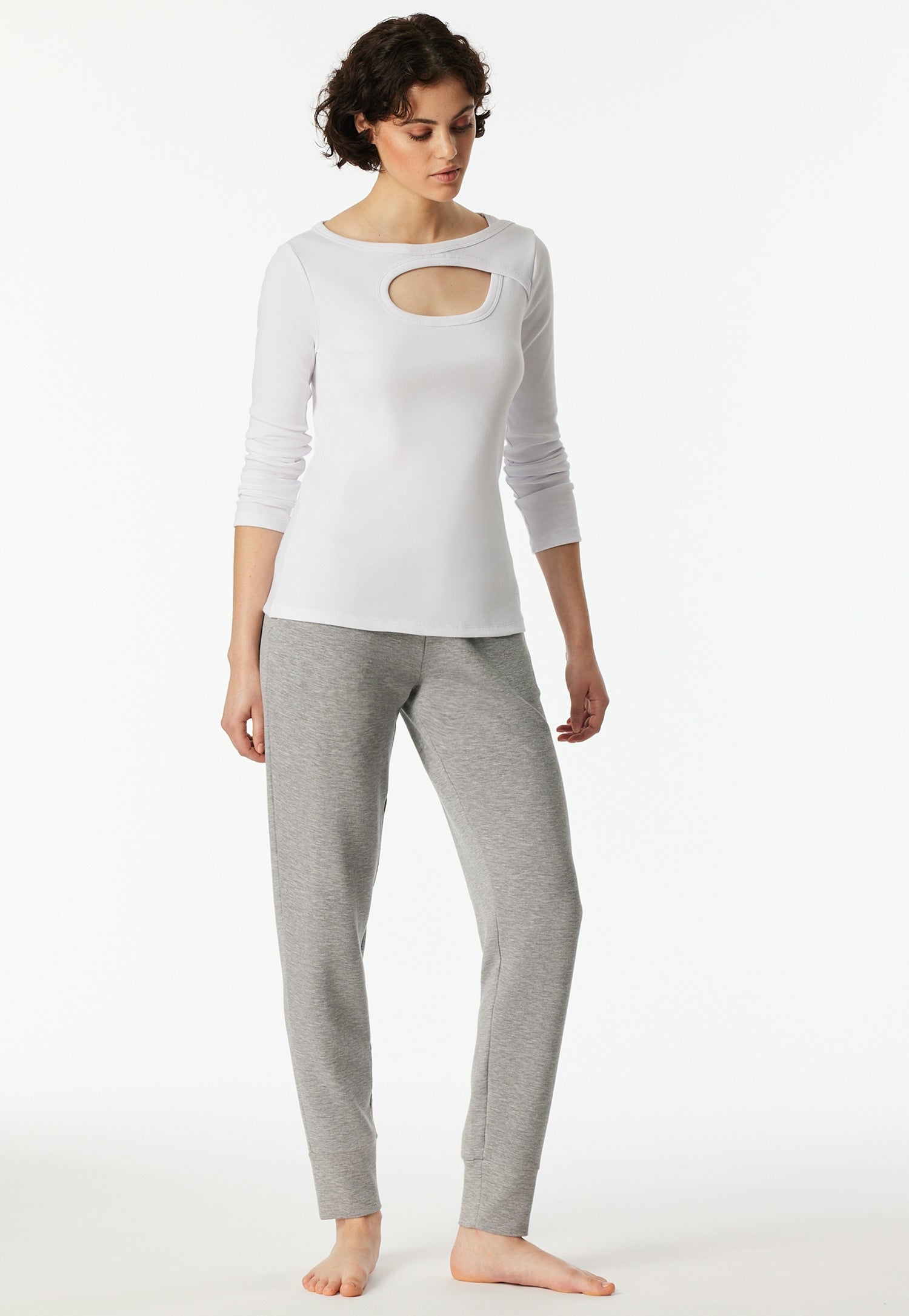 Langarmshirt mit Cut-Out - 100-weiss - Weiß