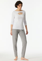 Langarmshirt mit Cut-Out - 100-weiss - Weiß