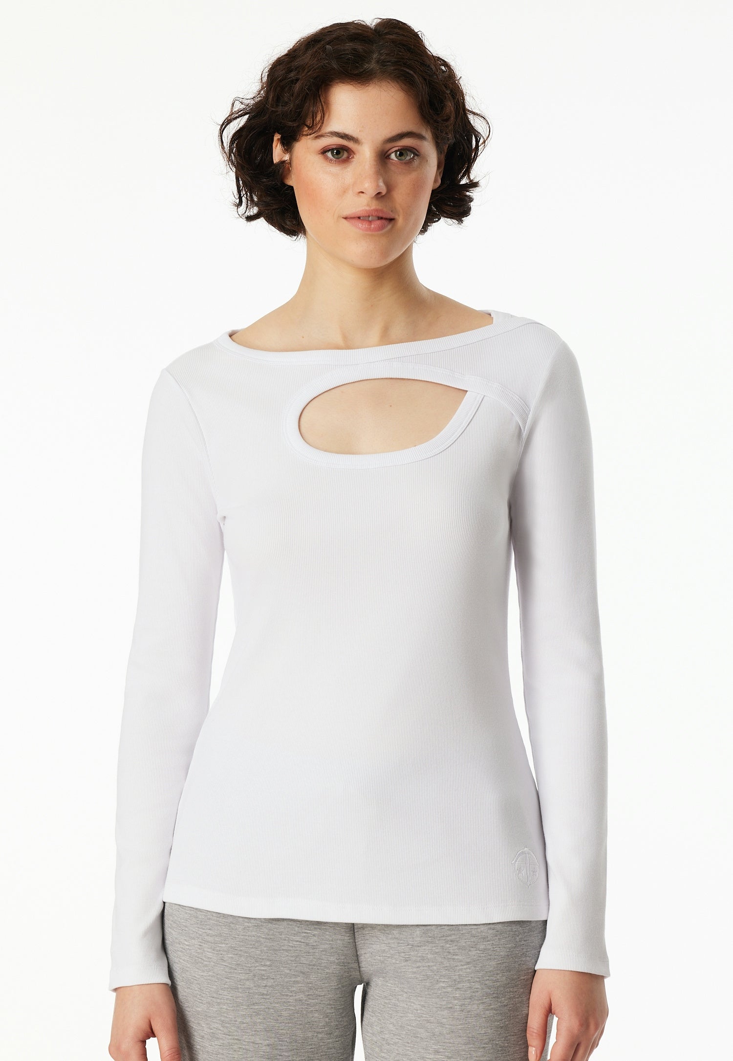 Langarmshirt mit Cut-Out - 100-weiss - Weiß