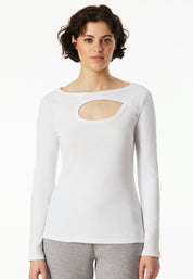 Langarmshirt mit Cut-Out - 100-weiss - Weiß