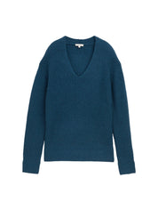 Strickpullover aus Baumwollmix - 38879-dark petrol melange - Türkis