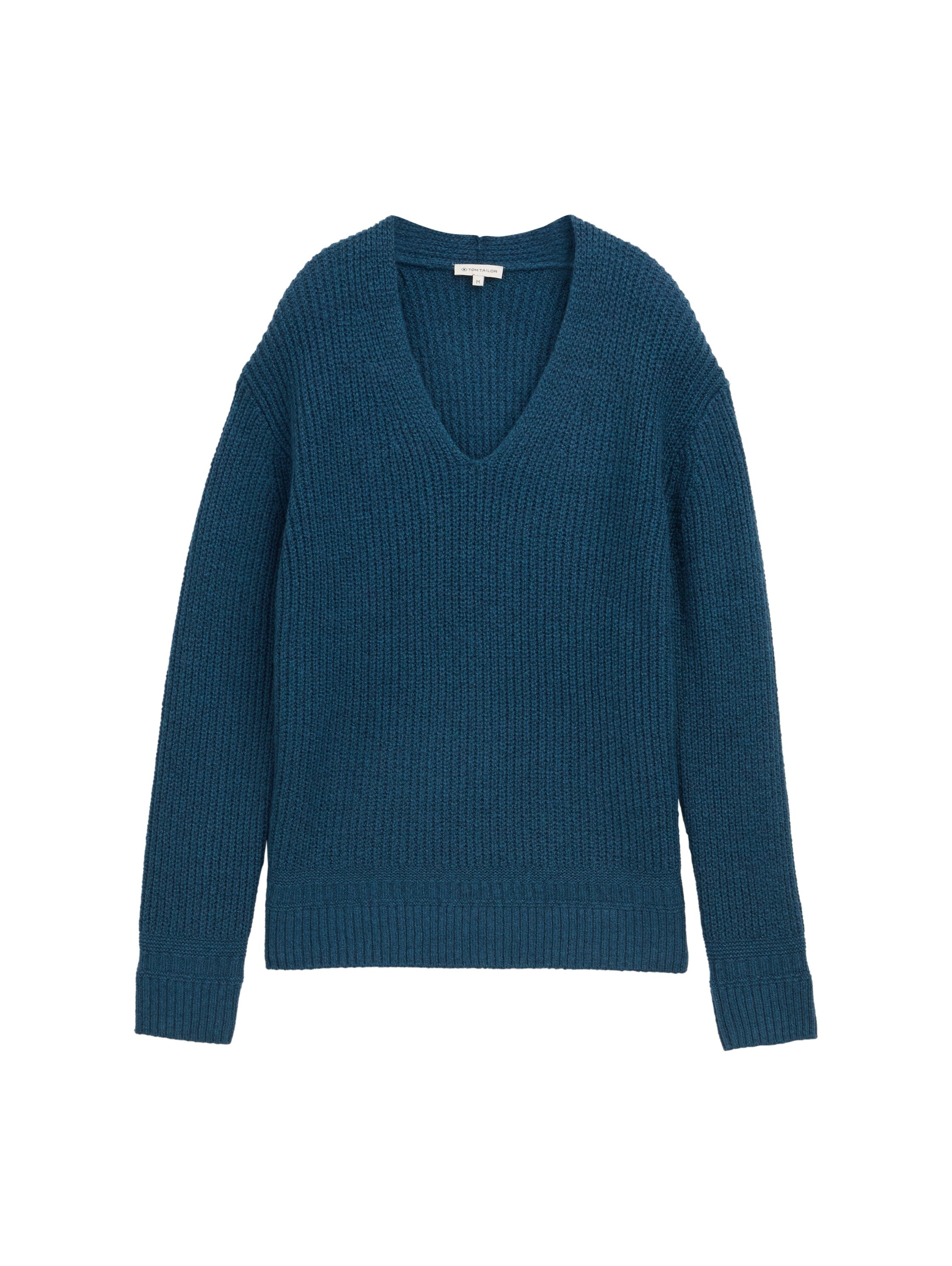Strickpullover aus Baumwollmix - 38879-dark petrol melange - Türkis