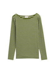 Langarmshirt Gestreift - 38582-green offwhite tee strip - Grün