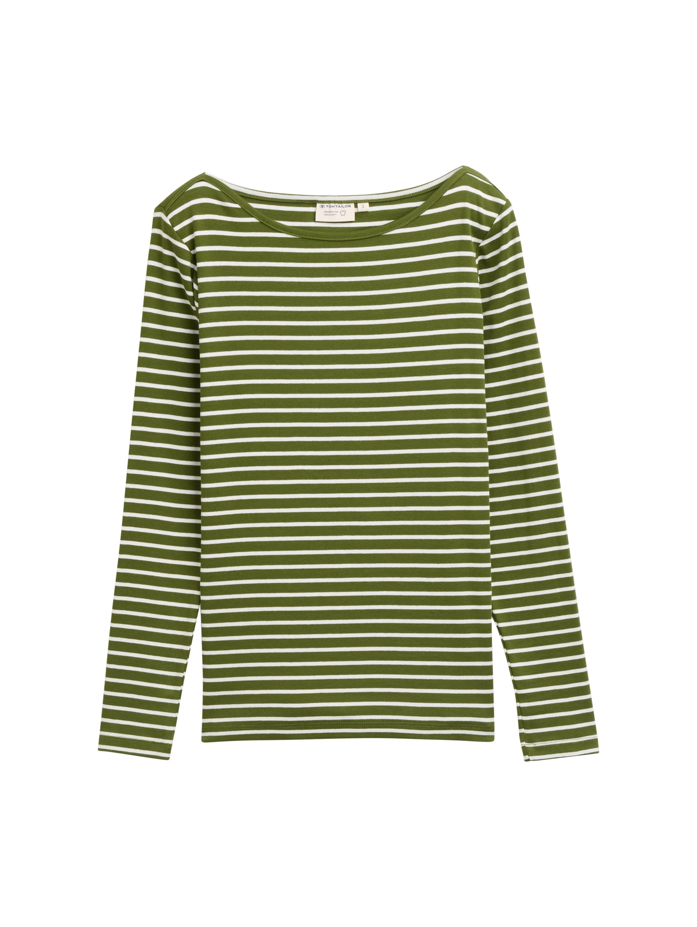 Langarmshirt Gestreift - 38582-green offwhite tee strip - Grün