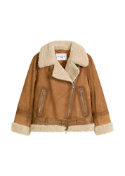 Lederjacke mit Reversekragen - 1665-Wood Grain - Braun