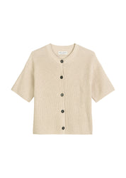 Kurzarm-Cardigan Loose Fit - 145-sandy melange - Beige