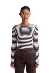 Langarmshirt gestreift aus Baumwolle - K21-multi/ dark coffee - Braun