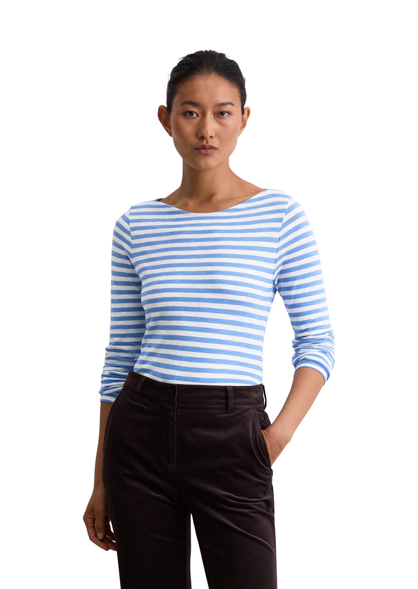 Langarmshirt gestreift aus Baumwolle - K65-multi/ cloudless blue - Blau