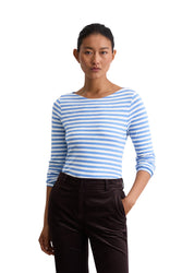 Langarmshirt gestreift aus Baumwolle - K65-multi/ cloudless blue - Blau