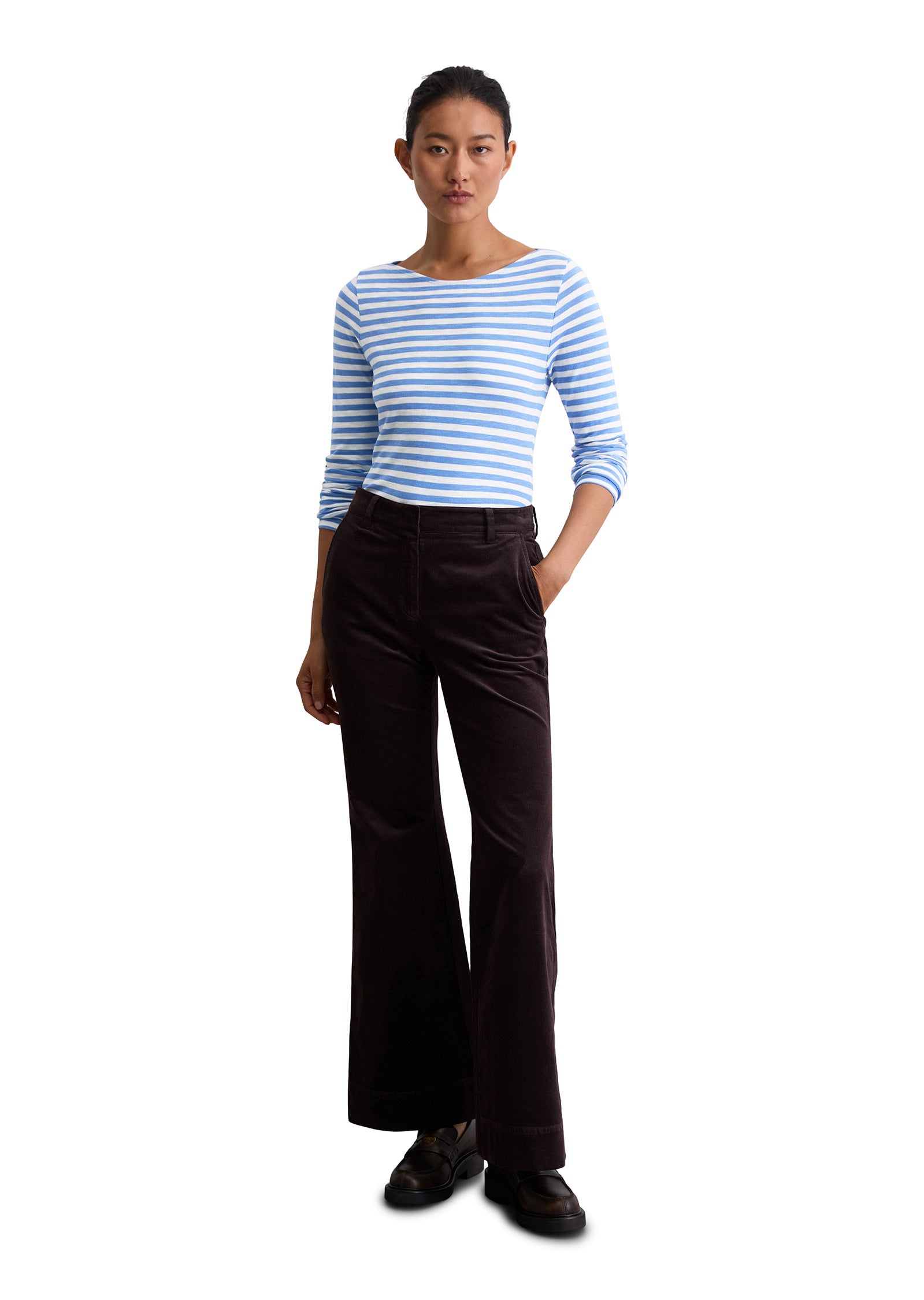 Langarmshirt gestreift aus Baumwolle - K65-multi/ cloudless blue - Blau