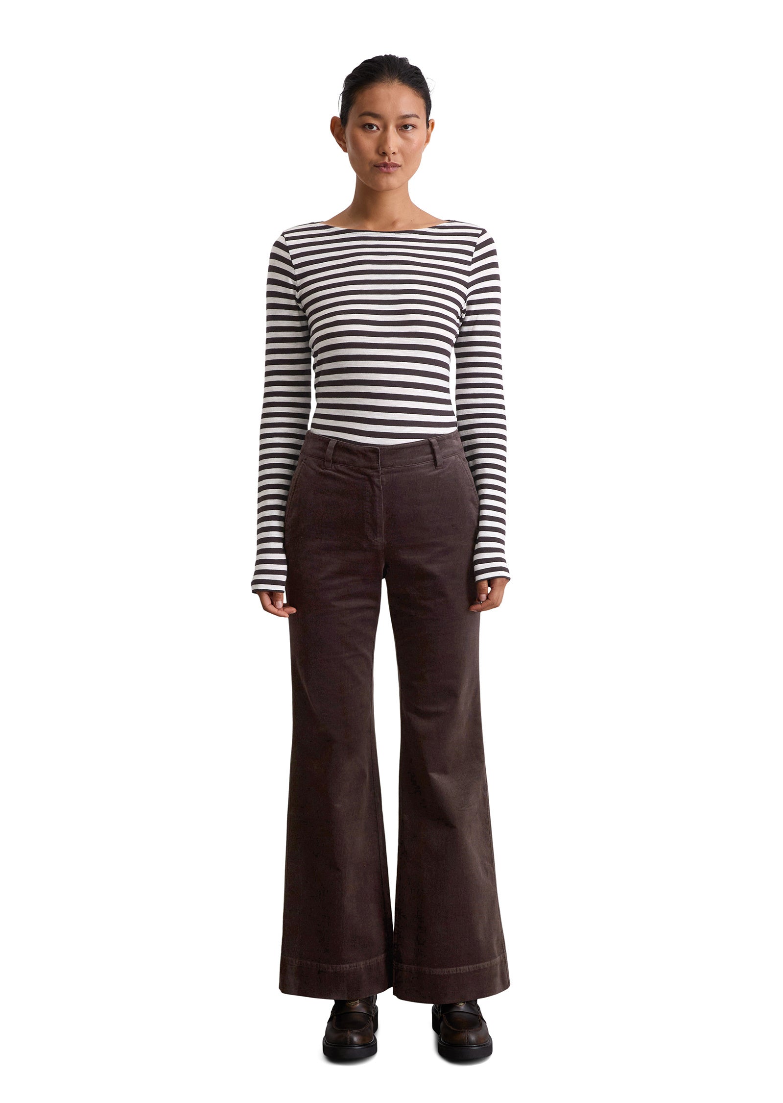 Langarmshirt gestreift aus Baumwolle - K21-multi/ dark coffee - Braun