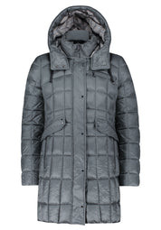 Steppmantel mit abnehmbarer Kapuze - 9190-Dusty Petrol - Grau