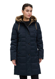 Steppmantel mit Kapuze - 9132-Black Navy - Blau