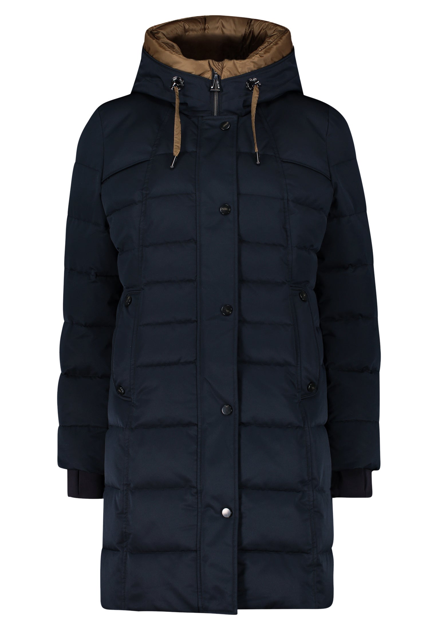 Steppmantel mit Kapuze - 9132-Black Navy - Blau
