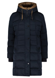 Steppmantel mit Kapuze - 9132-Black Navy - Blau