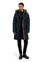 Steppmantel mit Kapuze - 9132-Black Navy - Blau