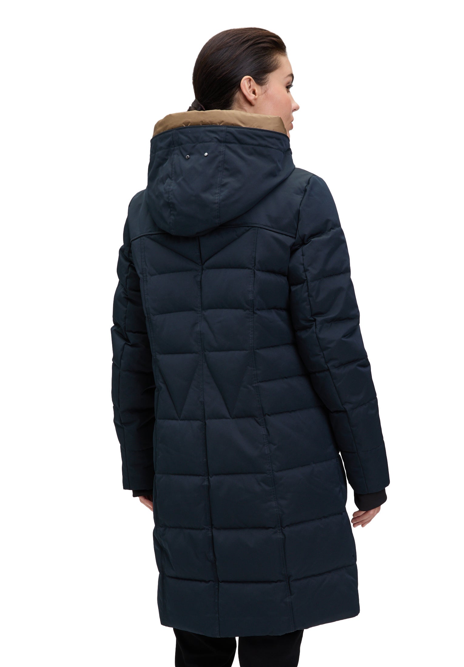 Steppmantel mit Kapuze - 9132-Black Navy - Blau