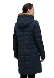 Steppmantel mit Kapuze - 9132-Black Navy - Blau