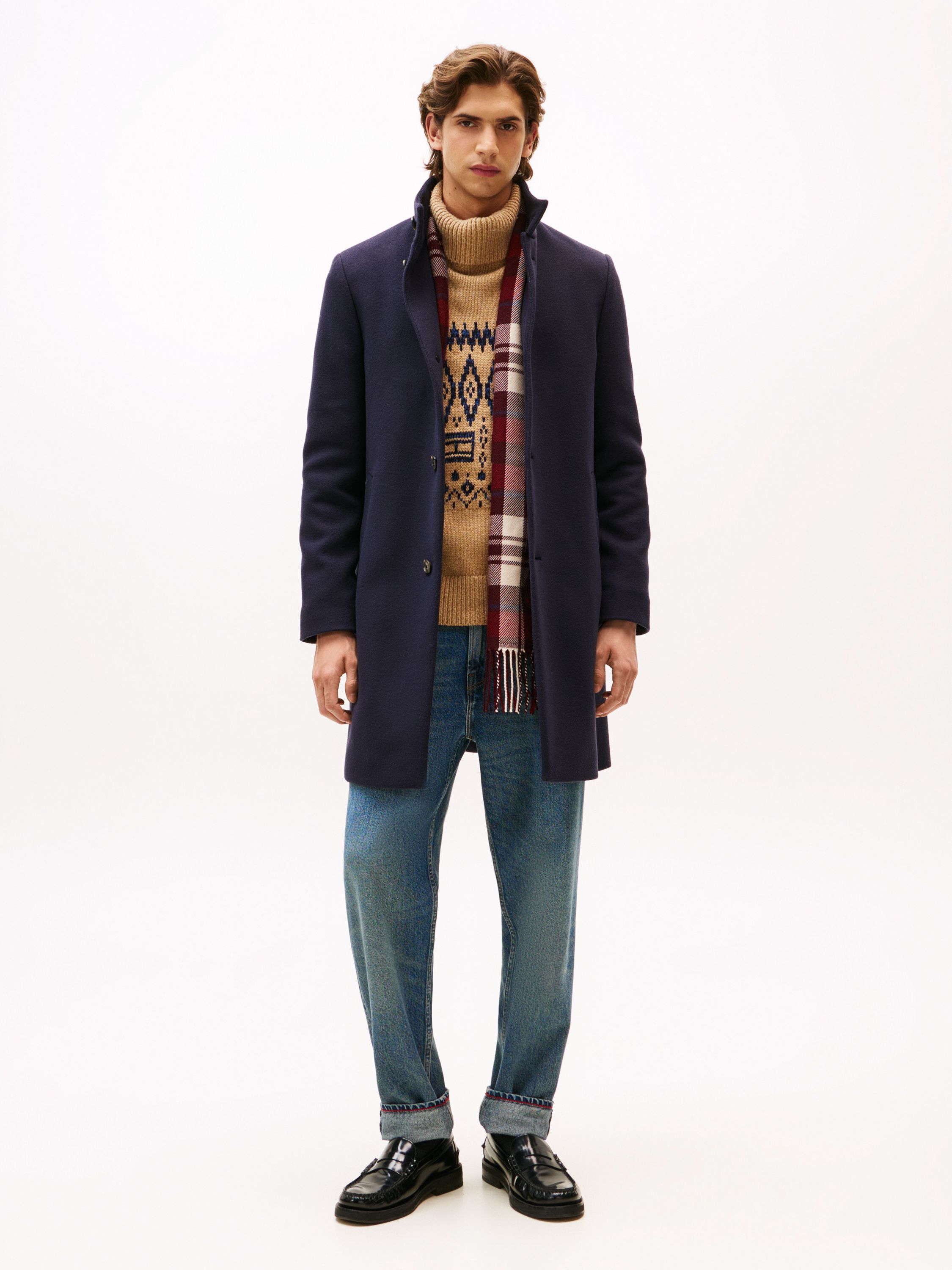 Wollmantel mit Stehkragen - DW5-BLUE - Blau