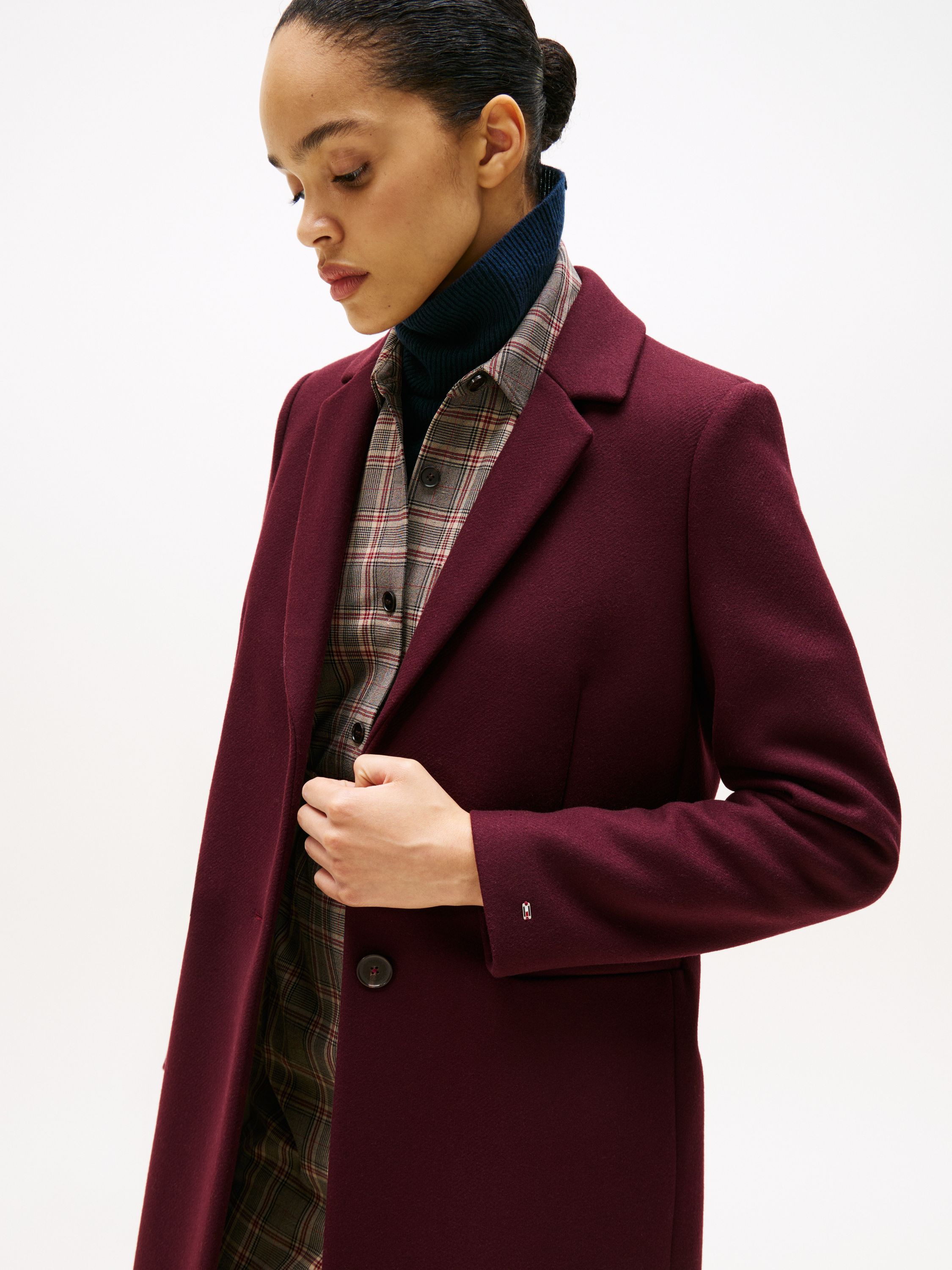 Wollmantel mit Reversekragen - XIH-RED - Rot