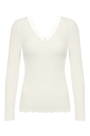 Langarmshirt aus Rippstrick - 1204-oatmilk - Creme