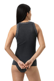 Top mit Spitzen-Details - 515-thunder grey - Grau